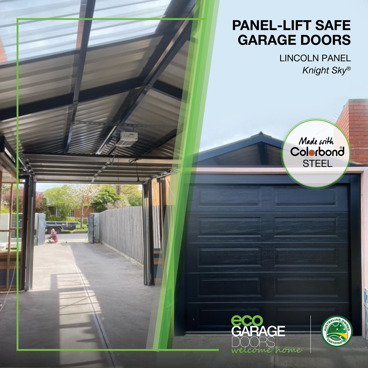 Panel lift-safe garage doors, Carports, Lincoln Panel