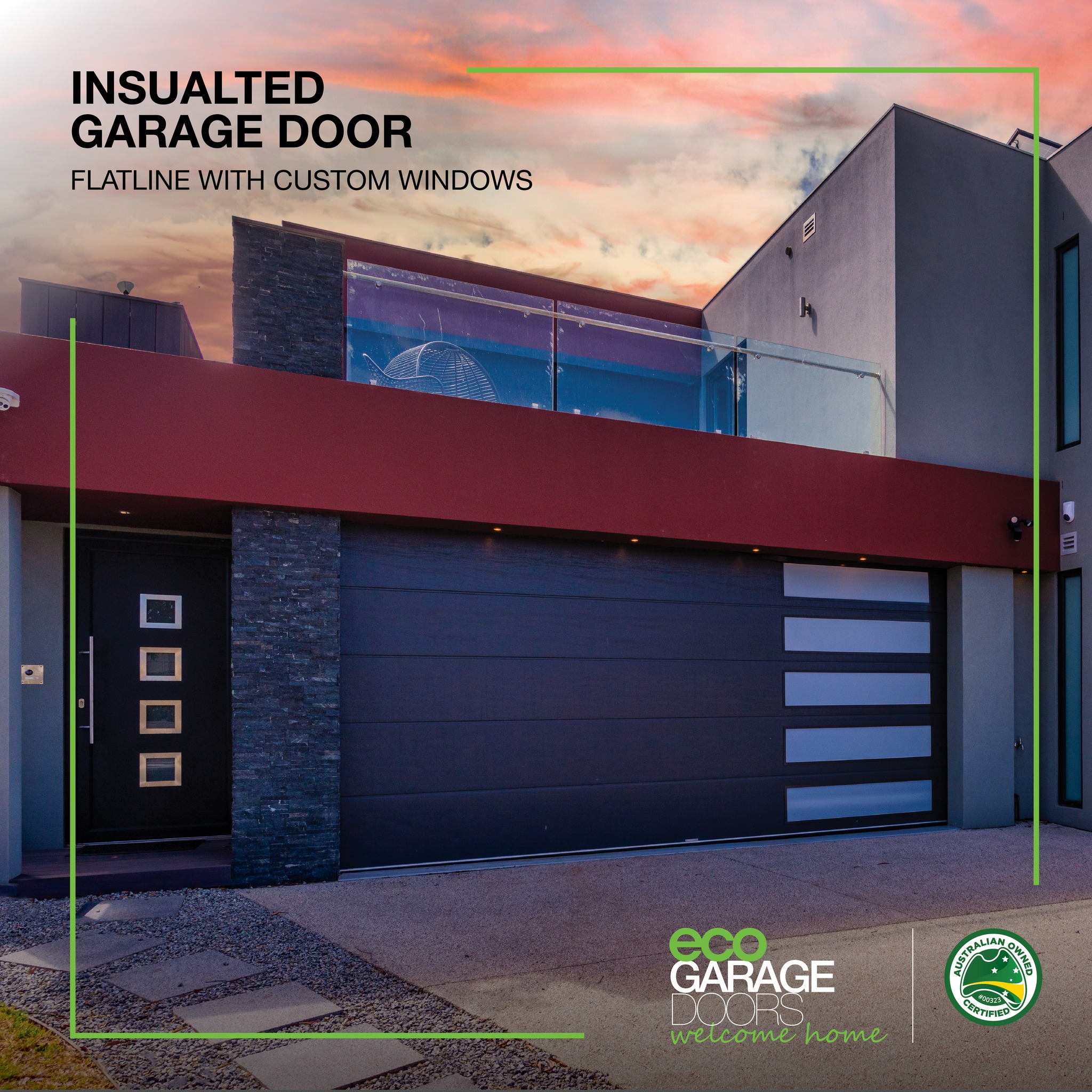 Insulated Garage Door, Flatline with custom windows